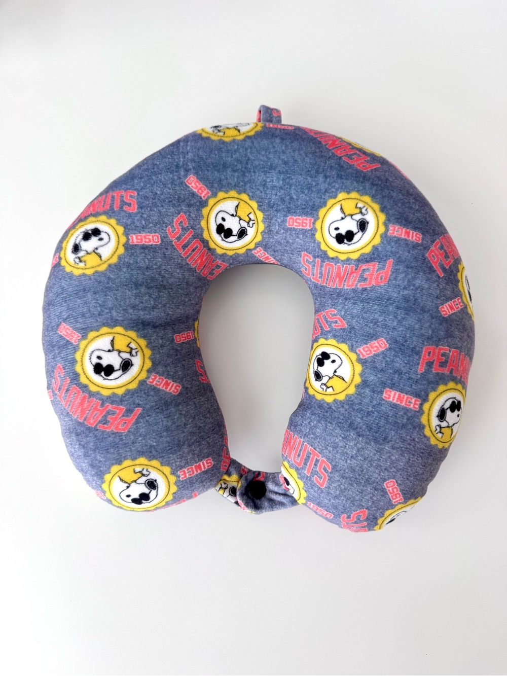 Peanuts Snoopy Travel Neck Pillow 11in x 11in Gray